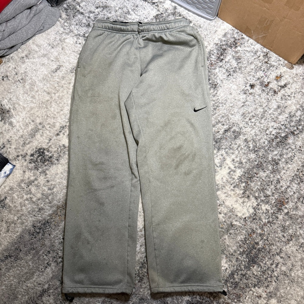 Nike Therma-FIT Mens Large Gray Fleece‎ Sweatpants Bungee Hem Joggers Stained - Picture 2 of 7
